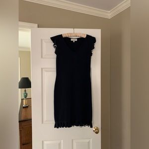 St. John navy knit dress with white trim